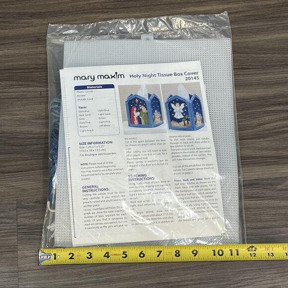 Mary Maxim Sealed Holy Night Nativity Tissue Box Cover Needlepoint Kit 20145 - Picture 11 of 11